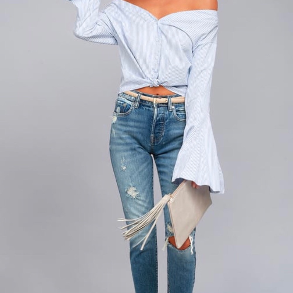 NWT Lulus Cropped off the shoulder flutter open sleeve top
